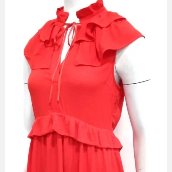 Maje red frilly summer dress Size 2 uk 10Zip fastening New with tags see descrip - Picture 4 of 8